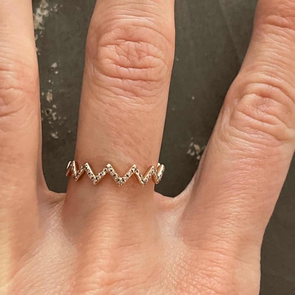 EF Collection 14K rose gold zig zag diamond ring